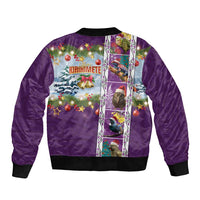 New Zealand Merry Christmas Sleeve Zip Bomber Jacket Maori Animals, Koru Tattoo - Purple Xmas Style LT03 - Polynesian Pride