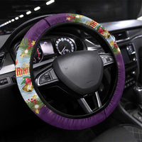 New Zealand Merry Christmas Steering Wheel Cover Maori Animals, Koru Tattoo - Purple Xmas Style LT03 Universal Fit Purple - Polynesian Pride