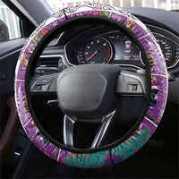 New Zealand Merry Christmas Steering Wheel Cover Maori Animals, Koru Tattoo - Purple Xmas Style LT03 - Polynesian Pride