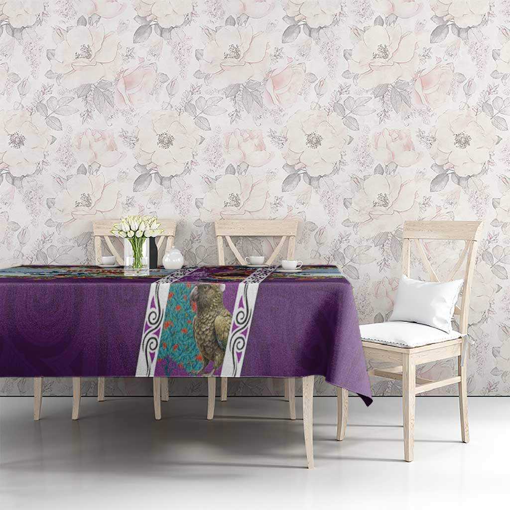 New Zealand Merry Christmas Tablecloth Maori Animals, Koru Tattoo - Purple Xmas Style LT03 - Polynesian Pride