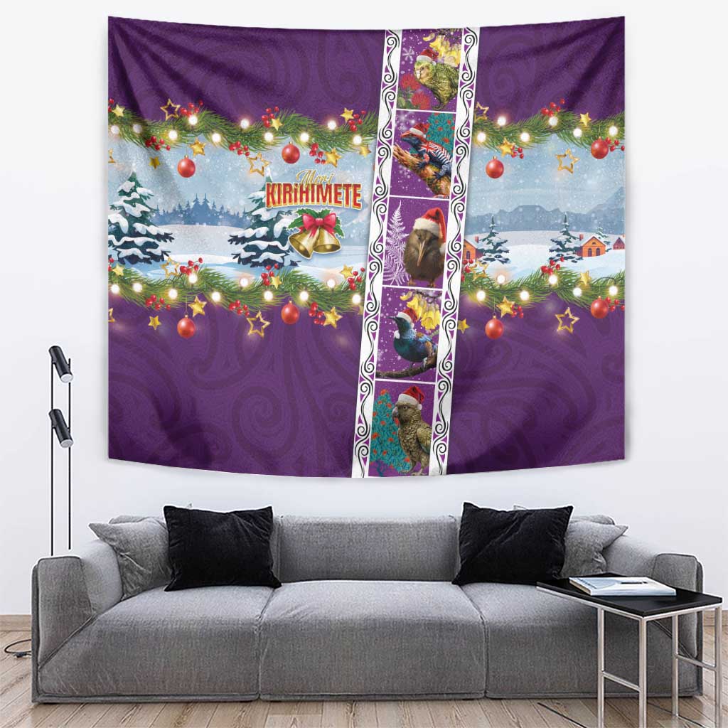 New Zealand Merry Christmas Tapestry Maori Animals, Koru Tattoo - Purple Xmas Style LT03 Purple - Polynesian Pride