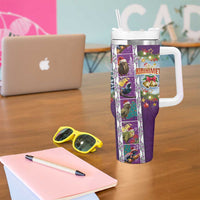 New Zealand Merry Christmas Tumbler With Handle Maori Animals Xmas Style and Koru Tattoo Purple Color LT03 - Polynesian Pride
