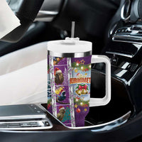 New Zealand Merry Christmas Tumbler With Handle Maori Animals Xmas Style and Koru Tattoo Purple Color LT03 - Polynesian Pride