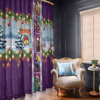 New Zealand Merry Christmas Window Curtain Maori Animals, Koru Tattoo - Purple Xmas Style LT03 - Polynesian Pride