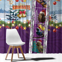 New Zealand Merry Christmas Window Curtain Maori Animals, Koru Tattoo - Purple Xmas Style LT03 - Polynesian Pride