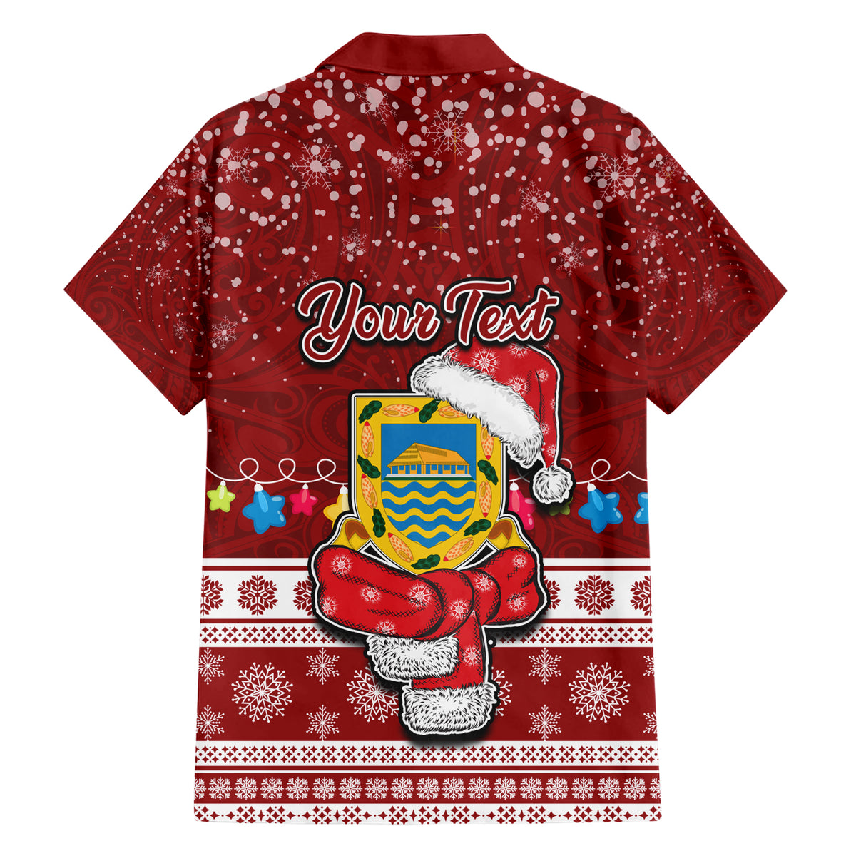 Personalised Tuvalu Christmas Family Matching Short Sleeve Bodycon Dress and Hawaiian Shirt Snowman and Tuvalu Coat of Arms Maori Tribal Xmas Style LT03 - Polynesian Pride