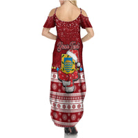Personalised Tuvalu Christmas Family Matching Summer Maxi Dress and Hawaiian Shirt Snowman and Tuvalu Coat of Arms Maori Tribal Xmas Style LT03 - Polynesian Pride