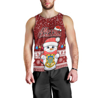 Personalised Tuvalu Christmas Men Tank Top Snowman and Tuvalu Coat of Arms Maori Tribal Xmas Style LT03 - Polynesian Pride