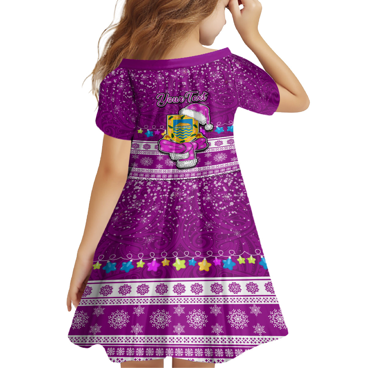 Personalised Tuvalu Christmas Family Matching Off Shoulder Long Sleeve Dress and Hawaiian Shirt Snowman Hugs Tuvalu Coat of Arms Maori Pattern Pink Style LT03 - Polynesian Pride