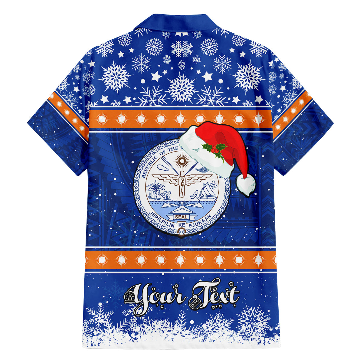 Personalised Marshall Islands Christmas Family Matching Off Shoulder Long Sleeve Dress and Hawaiian Shirt Santa Claus and Coat of Arms Mix Polynesian Xmas Style LT03 - Polynesian Pride