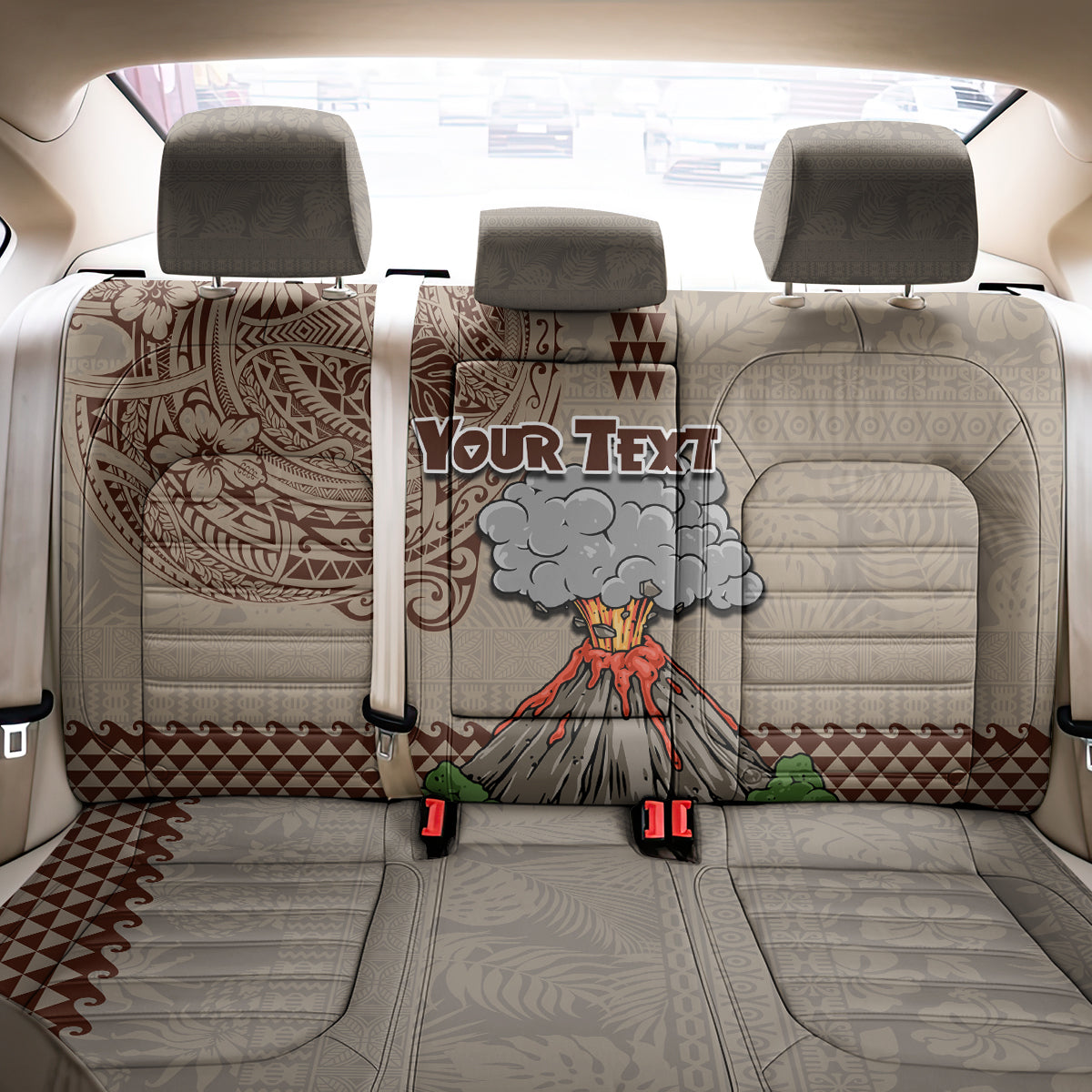 Aloha Volcano Custom Back Car Seat Cover Mix Hawaiian Kakau Tribal LT03 - Polynesian Pride