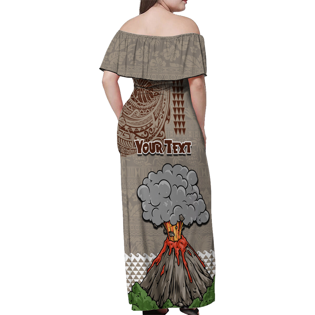 Aloha Volcano Custom Family Matching Off Shoulder Maxi Dress and Hawaiian Shirt Mix Hawaiian Kakau Tribal LT03 - Polynesian Pride