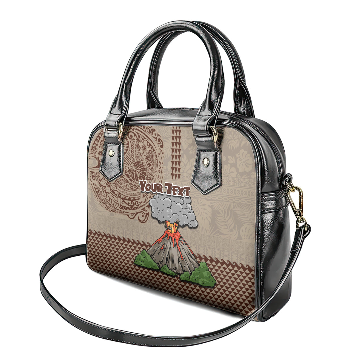 Aloha Volcano Custom Shoulder Handbag Mix Hawaiian Kakau Tribal LT03 - Polynesian Pride