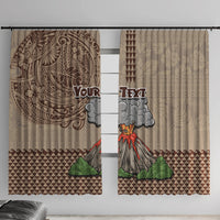 Aloha Volcano Custom Window Curtain Mix Hawaiian Kakau Tribal LT03 With Hooks Beige - Polynesian Pride