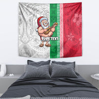 Custom Hawaii Mele Kalikimaka Tapestry Santa Playing Ukele Mix Kakau Pattern Xmas Style LT03 - Polynesian Pride