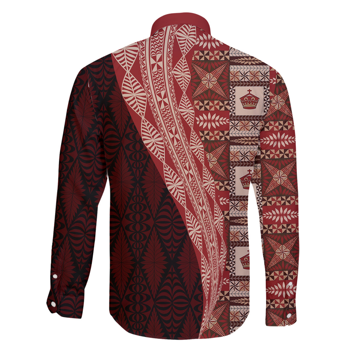 Tonga Fonulei and Ngatu Pattern Family Matching Off Shoulder Maxi Dress and Hawaiian Shirt LT03 - Polynesian Pride