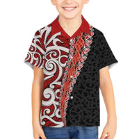 New Zealand Maori Stylized Koru Family Matching Long Sleeve Bodycon Dress and Hawaiian Shirt LT03 Son's Shirt Red - Polynesian Pride