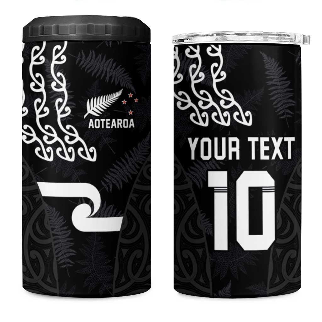 Custom New Zealand Rugby Jersey 2025 4 in 1 Can Cooler Tumbler The Champions Aotearoa LT03 One Size: 16 oz Black - Polynesian Pride