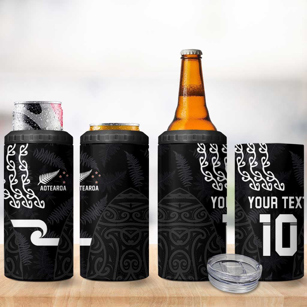 Custom New Zealand Rugby Jersey 2025 4 in 1 Can Cooler Tumbler The Champions Aotearoa LT03 - Polynesian Pride