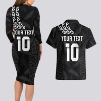 New Zealand Rugby Custom Couples Matching Long Sleeve Bodycon Dress and Hawaiian Shirt The Champions Aotearoa LT03 - Polynesian Pride