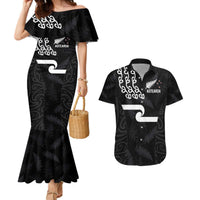 New Zealand Rugby Custom Couples Matching Mermaid Dress and Hawaiian Shirt The Champions Aotearoa LT03 Black - Polynesian Pride