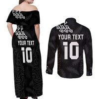 New Zealand Rugby Custom Couples Matching Off Shoulder Maxi Dress and Long Sleeve Button Shirt The Champions Aotearoa LT03 - Polynesian Pride