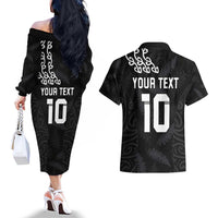 New Zealand Rugby Custom Couples Matching Off The Shoulder Long Sleeve Dress and Hawaiian Shirt The Champions Aotearoa LT03 - Polynesian Pride