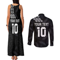 New Zealand Rugby Custom Couples Matching Tank Maxi Dress and Long Sleeve Button Shirt The Champions Aotearoa LT03 - Polynesian Pride