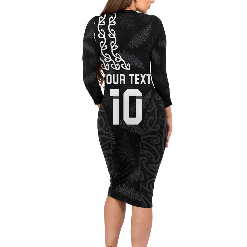 New Zealand Rugby Custom Family Matching Long Sleeve Bodycon Dress and Hawaiian Shirt The Champions Aotearoa LT03 - Polynesian Pride