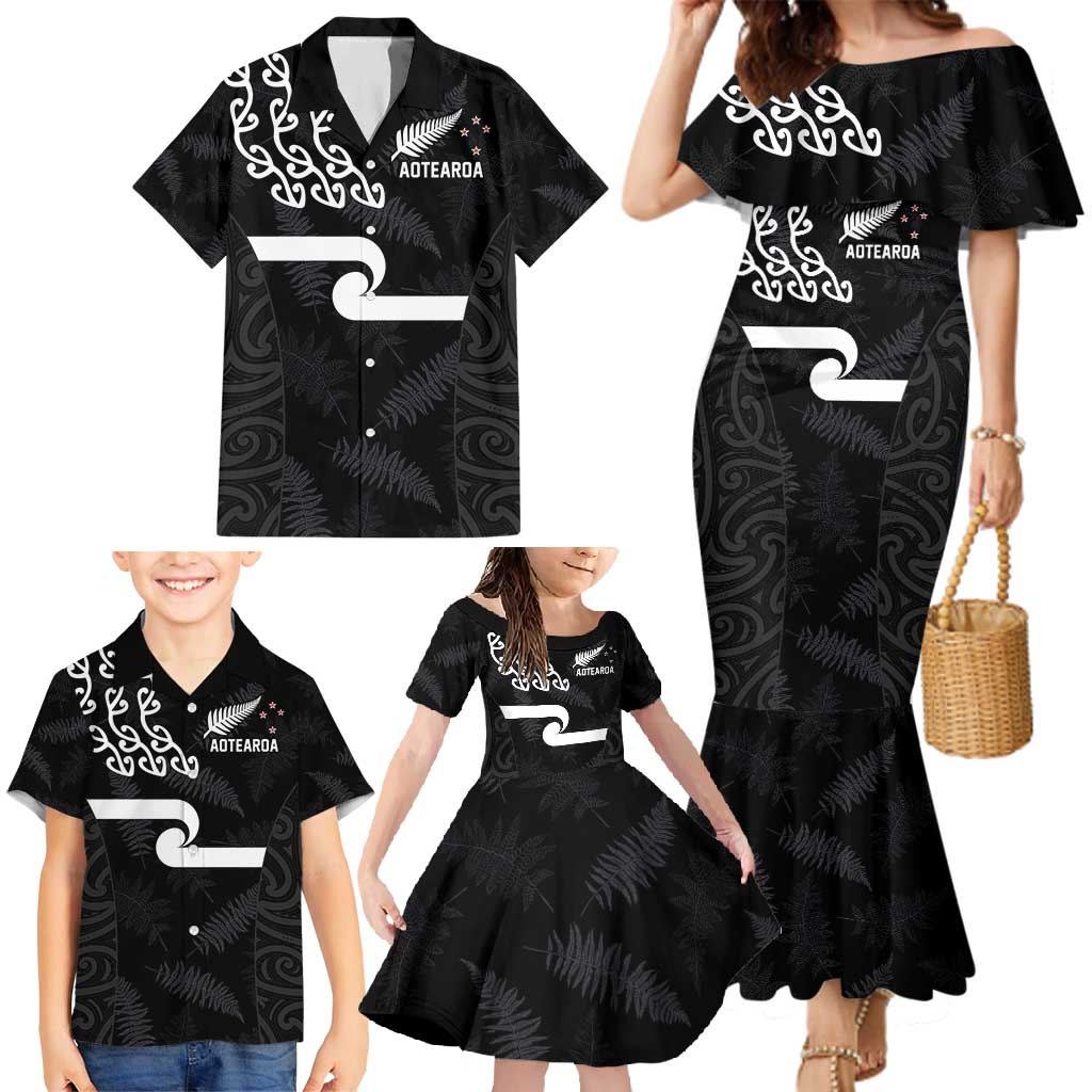 New Zealand Rugby Custom Family Matching Mermaid Dress and Hawaiian Shirt The Champions Aotearoa LT03 - Polynesian Pride