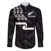 New Zealand Rugby Custom Family Matching Mermaid Dress and Hawaiian Shirt The Champions Aotearoa LT03 Dad's Shirt - Long Sleeve Black - Polynesian Pride