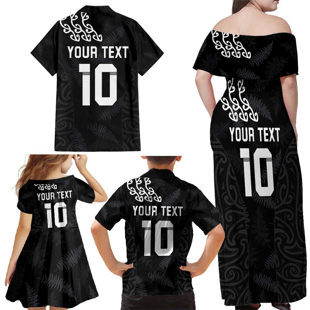 New Zealand Rugby Custom Family Matching Off Shoulder Maxi Dress and Hawaiian Shirt The Champions Aotearoa LT03 - Polynesian Pride