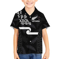 New Zealand Rugby Custom Family Matching Puletasi and Hawaiian Shirt The Champions Aotearoa LT03 Son's Shirt Black - Polynesian Pride