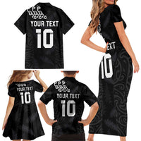 New Zealand Rugby Custom Family Matching Short Sleeve Bodycon Dress and Hawaiian Shirt The Champions Aotearoa LT03 - Polynesian Pride