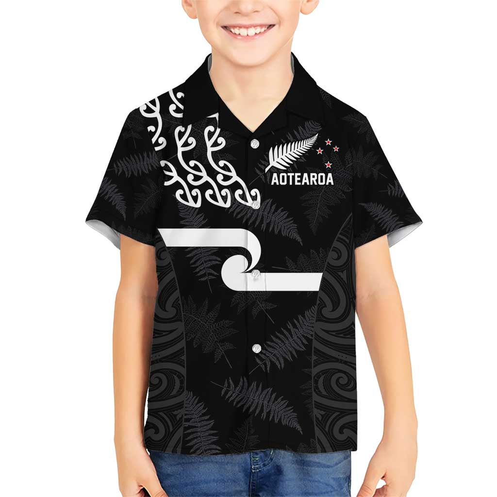 New Zealand Rugby Custom Family Matching Short Sleeve Bodycon Dress and Hawaiian Shirt The Champions Aotearoa LT03 Son's Shirt Black - Polynesian Pride