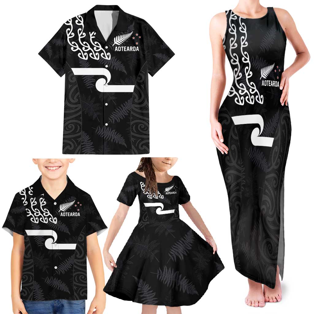 New Zealand Rugby Custom Family Matching Tank Maxi Dress and Hawaiian Shirt The Champions Aotearoa LT03 - Polynesian Pride