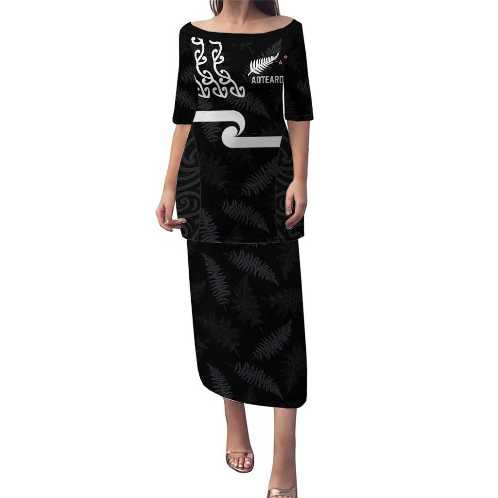 New Zealand Rugby Custom Puletasi The Champions Aotearoa LT03 Long Dress Black - Polynesian Pride