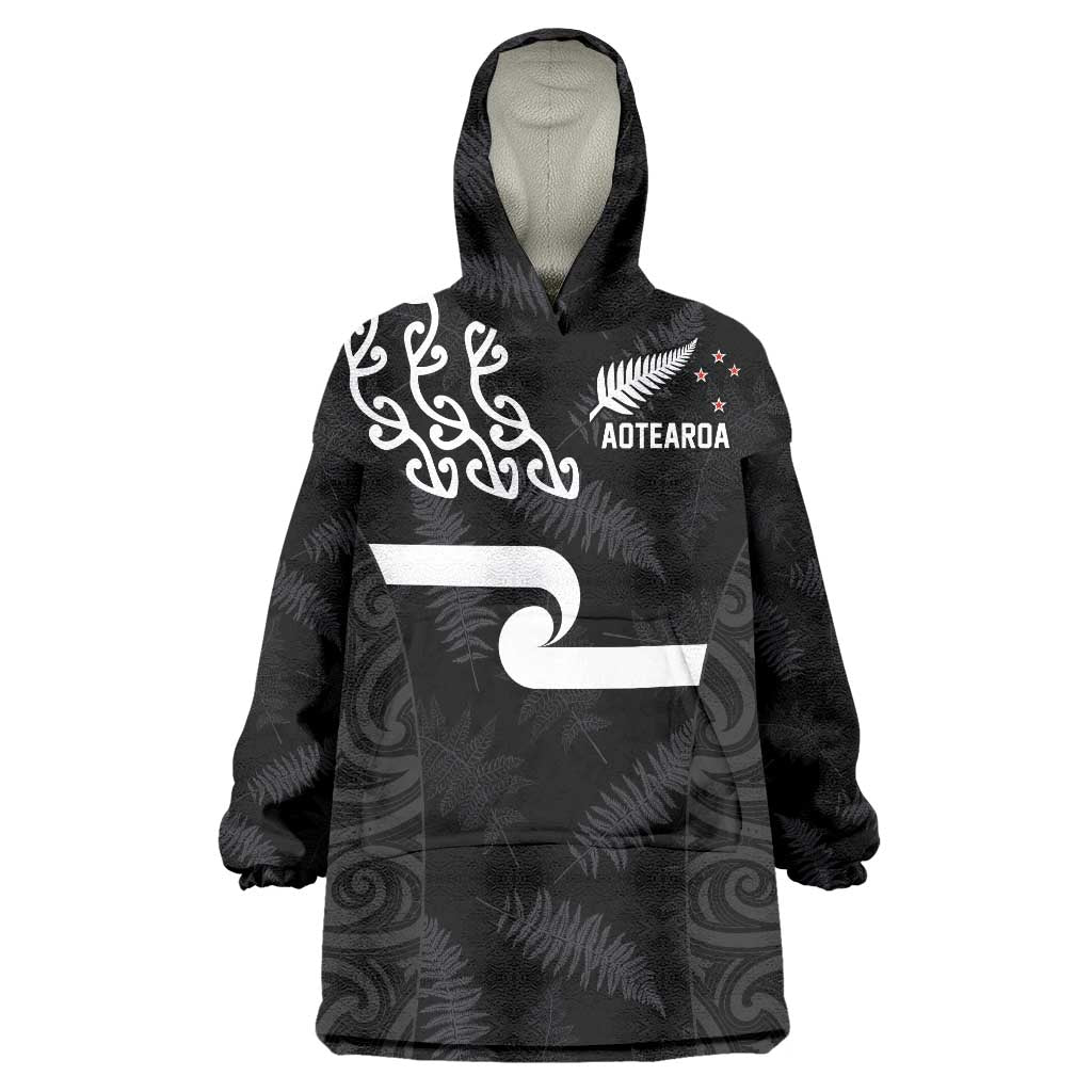 New Zealand Rugby Custom Wearable Blanket Hoodie The Champions Aotearoa LT03 One Size Black - Polynesian Pride