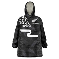 New Zealand Rugby Custom Wearable Blanket Hoodie The Champions Aotearoa LT03 One Size Black - Polynesian Pride