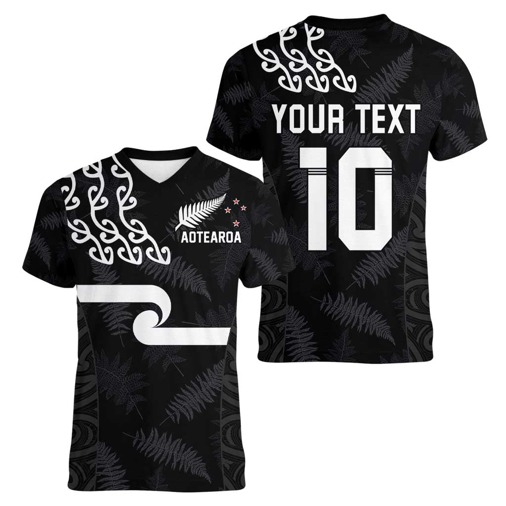 New Zealand Rugby Custom Women V-Neck T-Shirt The Champions Aotearoa LT03 - Polynesian Pride