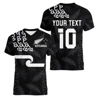 New Zealand Rugby Custom Women V-Neck T-Shirt The Champions Aotearoa LT03 - Polynesian Pride