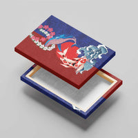 Hawaiian and Japanese Together Canvas Wall Art The Whale and Koi Fish with Hinomaru and Lei LT03 - Polynesian Pride