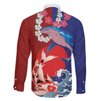 Hawaiian and Japanese Together Family Matching Mermaid Dress and Hawaiian Shirt The Whale and Koi Fish with Hinomaru and Lei LT03 - Polynesian Pride