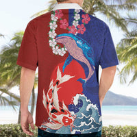 Hawaiian and Japanese Together Hawaiian Shirt The Whale and Koi Fish with Hinomaru and Lei LT03 - Polynesian Pride