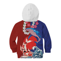 Hawaiian and Japanese Together Kid Hoodie The Whale and Koi Fish with Hinomaru and Lei LT03 - Polynesian Pride