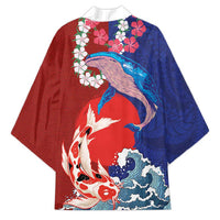 Hawaiian and Japanese Together Kimono The Whale and Koi Fish with Hinomaru and Lei LT03 - Polynesian Pride