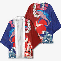 Hawaiian and Japanese Together Kimono The Whale and Koi Fish with Hinomaru and Lei LT03 - Polynesian Pride