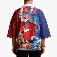 Hawaiian and Japanese Together Kimono The Whale and Koi Fish with Hinomaru and Lei LT03 - Polynesian Pride