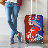 Hawaiian and Japanese Together Luggage Cover The Whale and Koi Fish with Hinomaru and Lei LT03 - Polynesian Pride