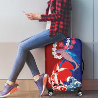Hawaiian and Japanese Together Luggage Cover The Whale and Koi Fish with Hinomaru and Lei LT03 - Polynesian Pride
